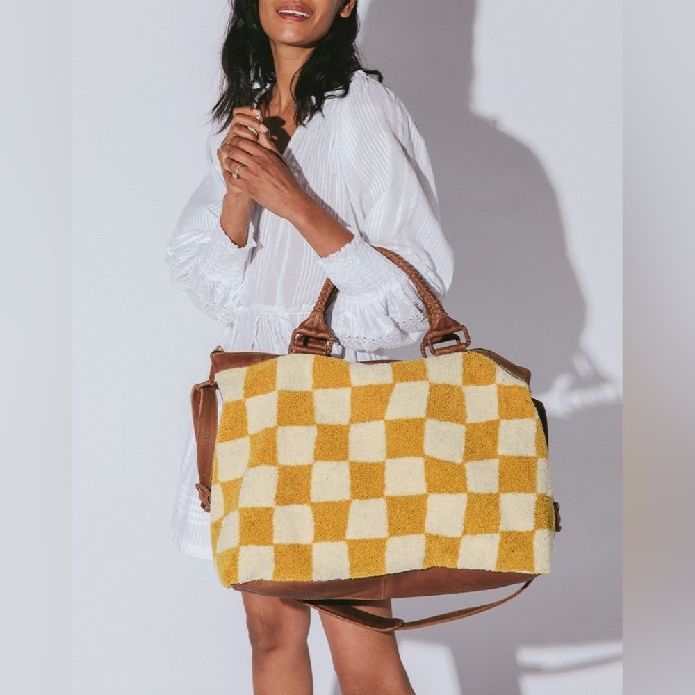 CLEOBELLA CHECKERED HONEY WEEKENDER LARGE TRAVEL BAG